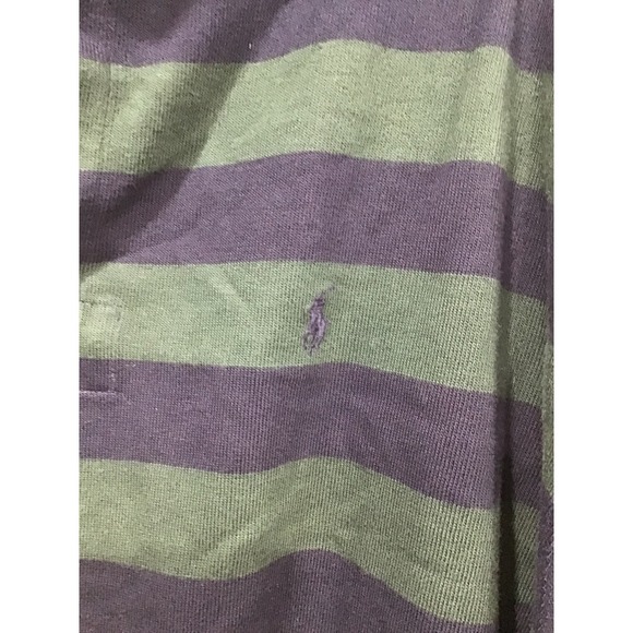 VTG 90s Polo Ralph Lauren Rugby Shirt NWT L Green Navy Stripe Red Plaid Collar - Picture 2 of 6